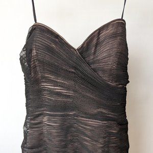 Adrianna Papell Ruched Mesh Black Evening Gown Over Pink Satin 12 Valentine's